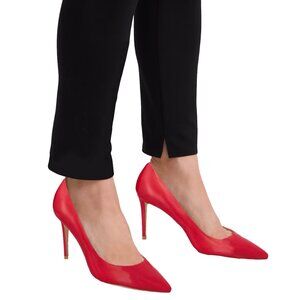 Theory Demeura Nappa Red Italian Lamb Leather Pointed Toe High Heel Pumps NiB 36